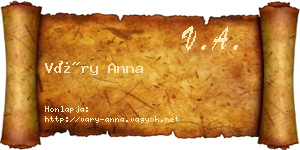 Váry Anna névjegykártya